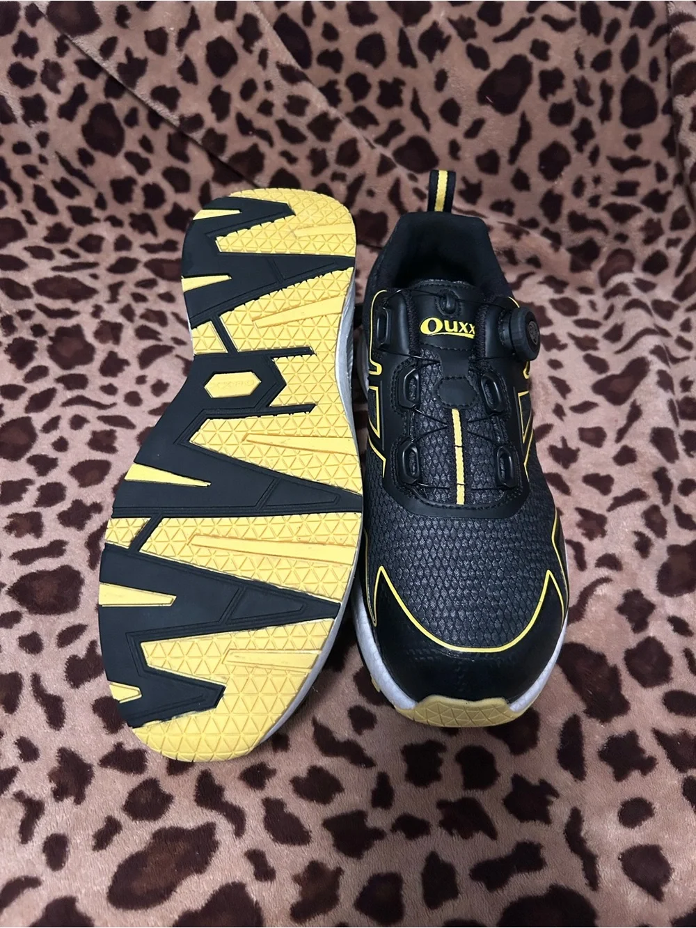 Men's Black and Yellow Athletic Shoes with Dial Closure